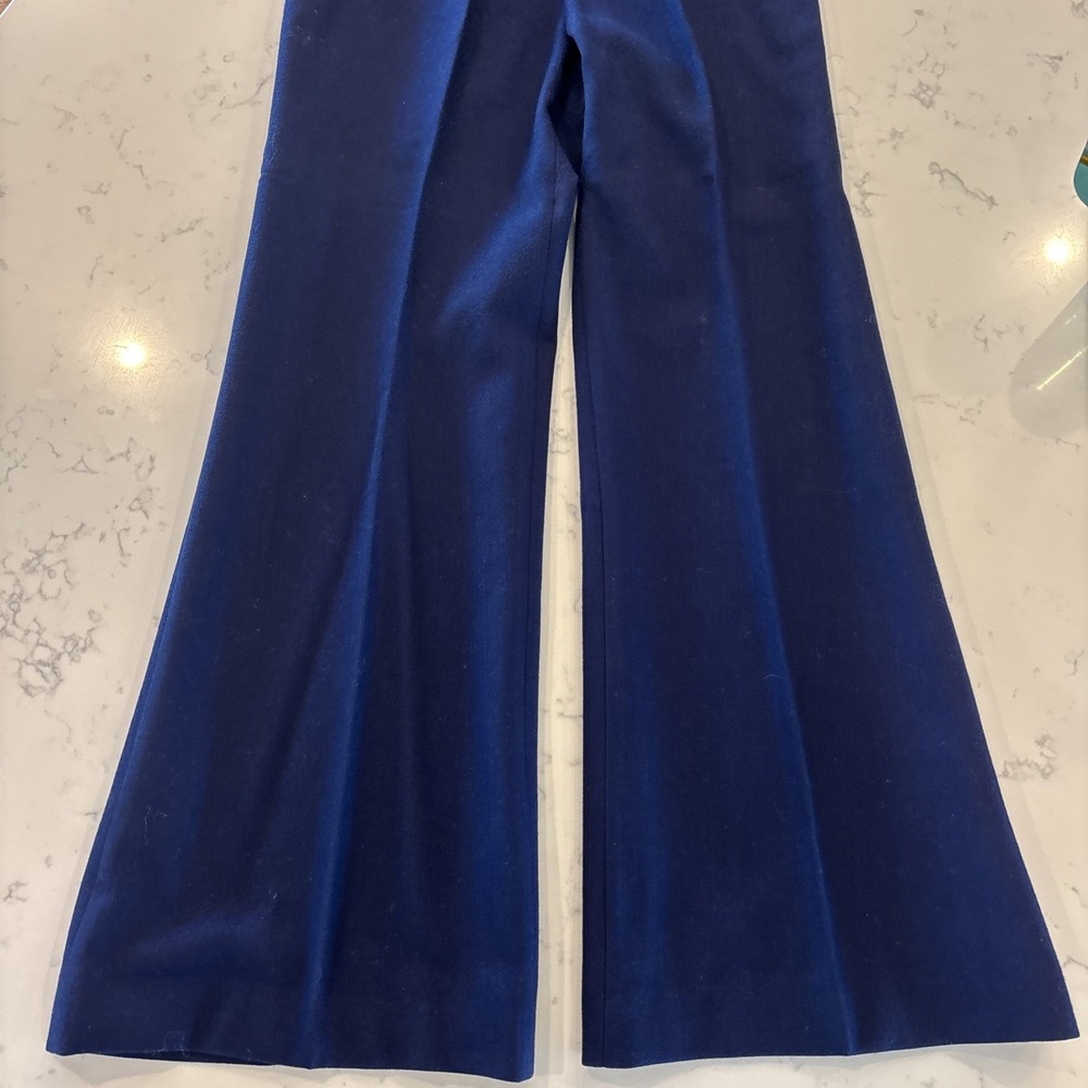 VTG 1960s 70s High Waisted Pleated Lined Wool Pants Women Size 2 26" Waist Navy - Picture 5 of 14